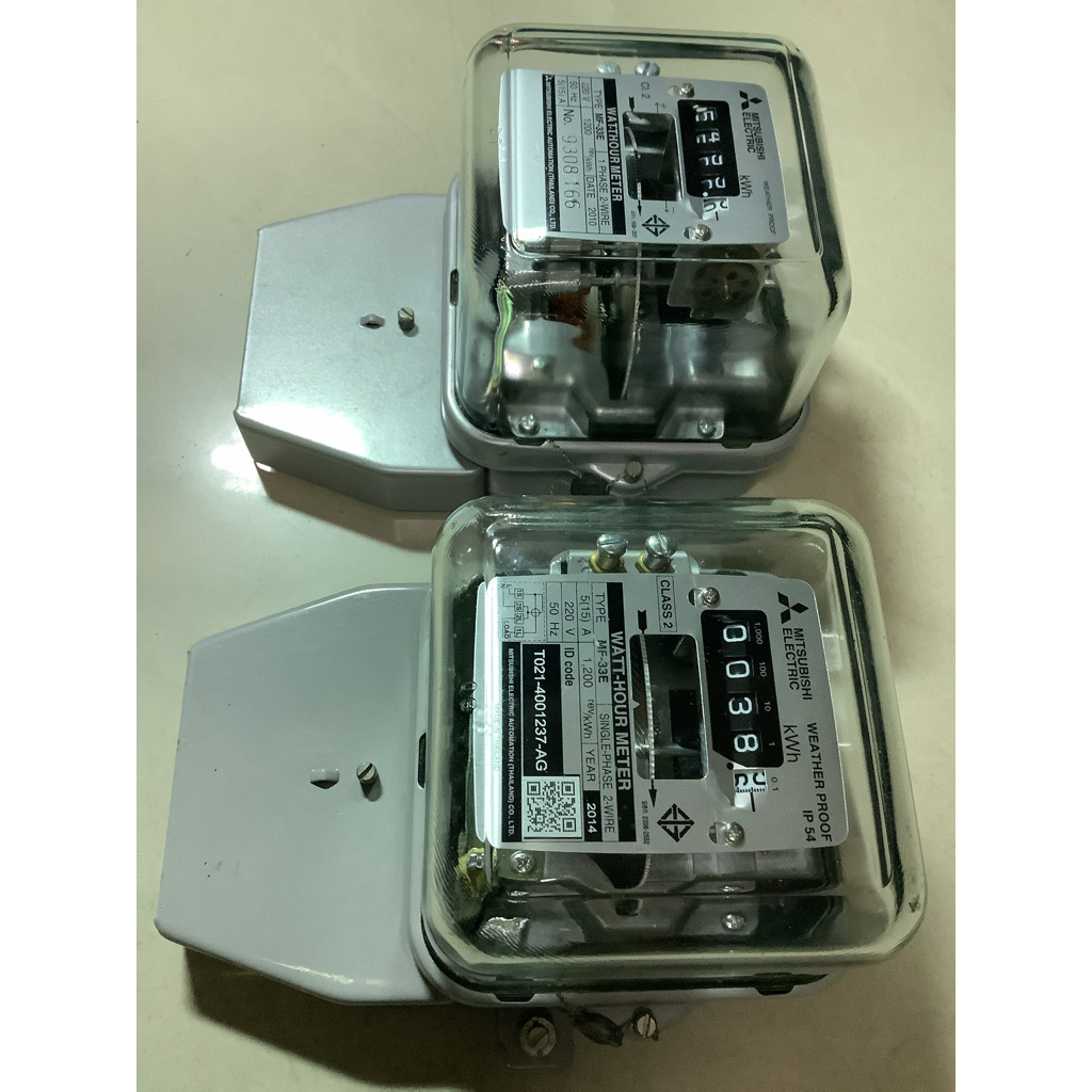 มือ2 🚨🚨ใช้แล้ว มิเตอร์ไฟฟ้า มิตซูบิชิ MITSUBISHI MF-33E ชนิดจานหมุน 5(15)A มิเตอร์วัดไฟ AC 220V(HOLL