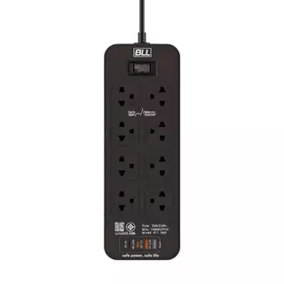 ปลั๊กไฟ BLL B92 3680W 8ช่องเสียบ 1สวิตซ์ 2USB 2TC รองรับเครื่องใช้ไฟฟ้ากำลังสูง