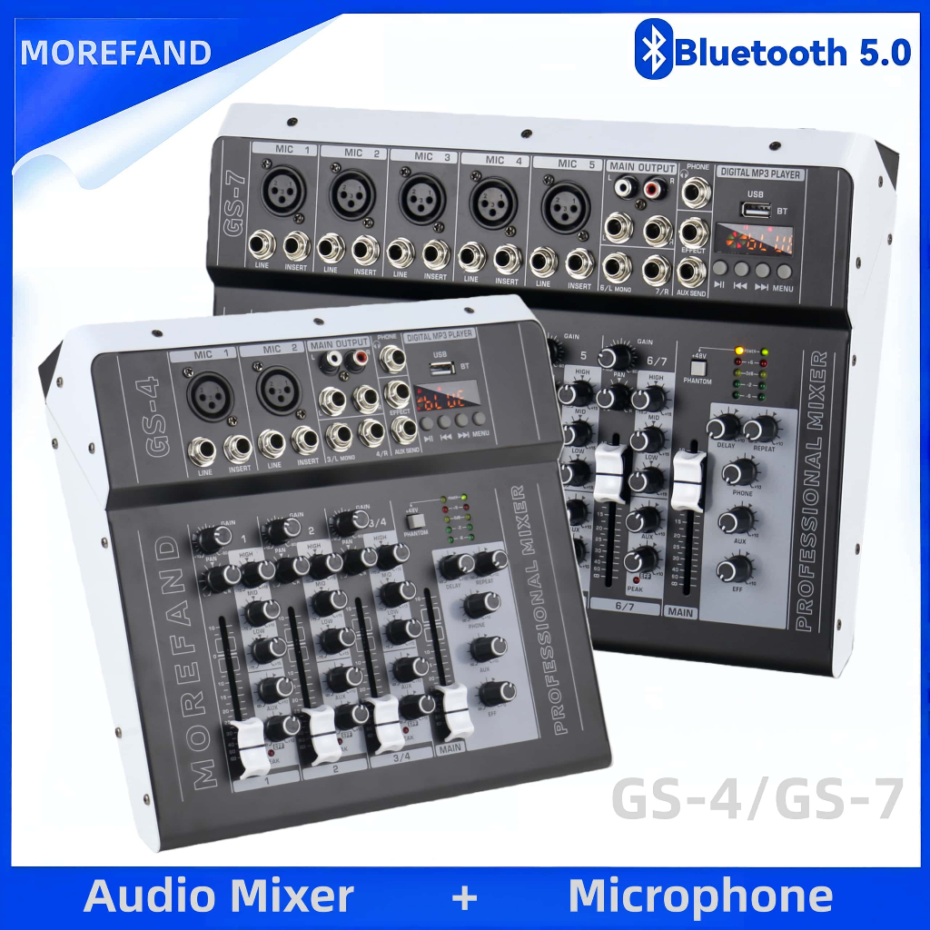 GS-4/GS-7 Mixer เครื่องเสียง 4/6/8 ช่อง มิกเซอร์เอฟเฟค 99 DSP Bluetooth USB ใช้งานง่าย เล่น MP3 เหมาะกับไลฟ์สด คาราโอเกะ