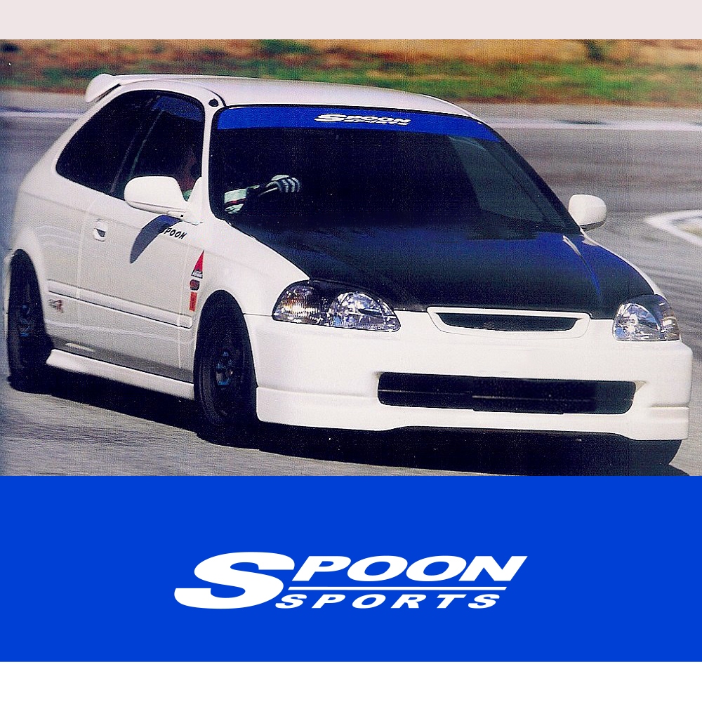 สติ๊กเกอร์ Spoon Sports คาดกระจกหน้าบังแดด สีน้ำเงิน ติดรถยนต์ฮอนด้า