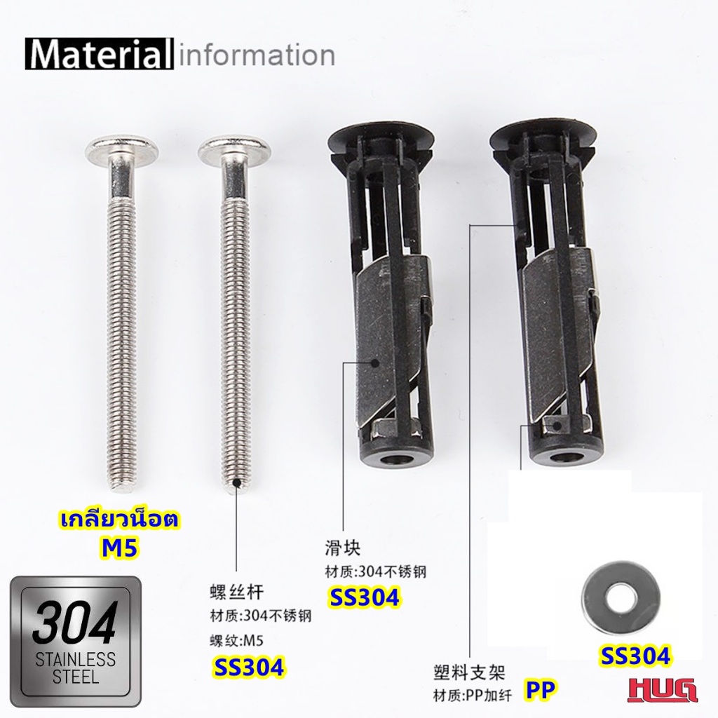 อะไหล่ 1 คู่ น็อตชักโครก SS304 ขนาด M5 สกรูฝาชักโครก น็อตฝาชักโครก  สกรูยึดชักโครก น็อตยึดฝาชักโครก นอตฝาชักโครก hugcamp - รูปที่ 2