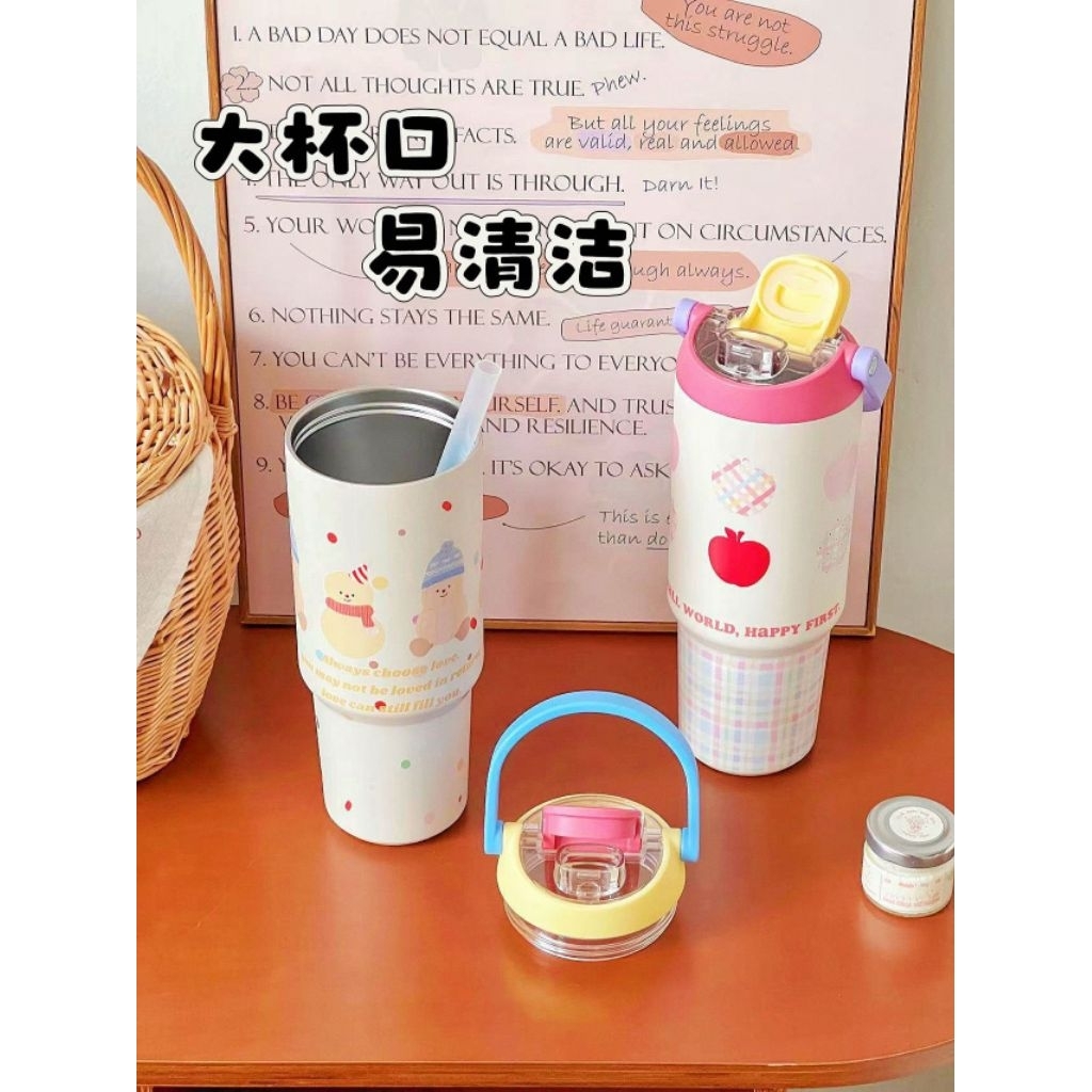 แก้วสุญญากาศ แก้วเก็บความเย็นสแตนเลส316ขาน900mlพร้อมหูหิ้ว - รูปที่ 4