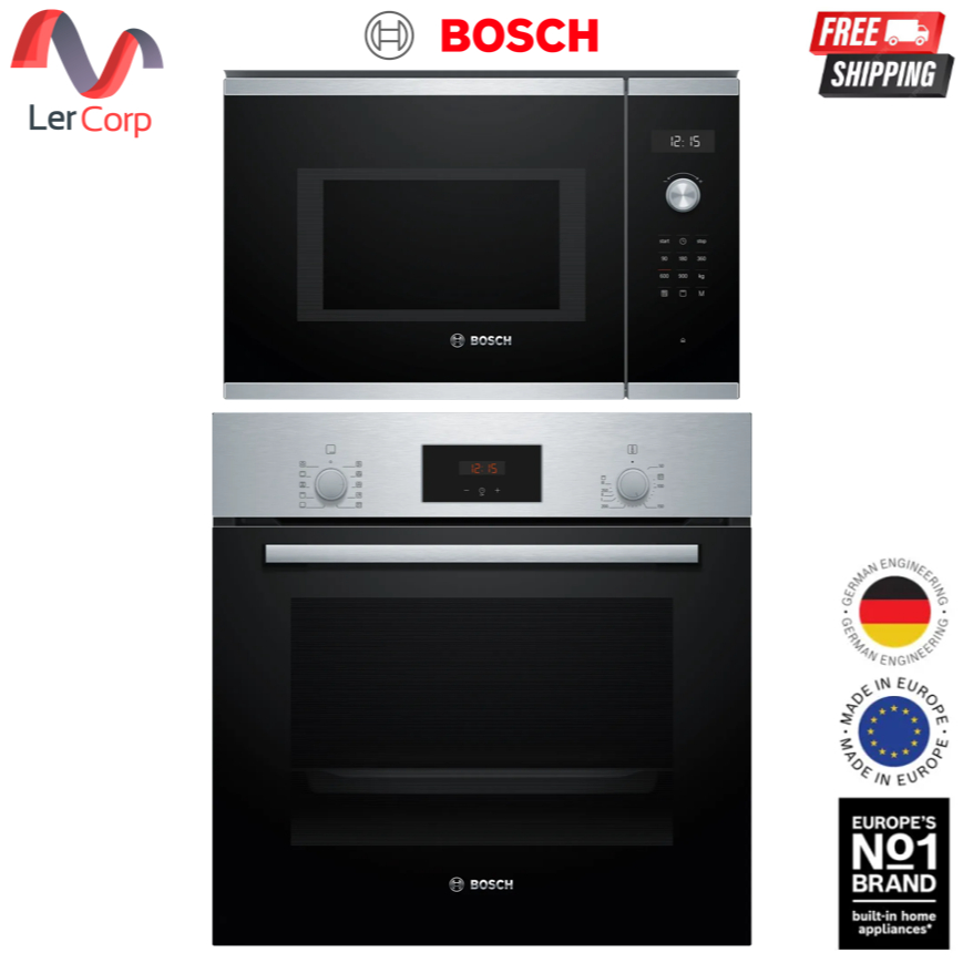 (Bosch) เตาอบแบบฝั่ง ขนาด 60 cm HBF512BS1H + ไมโครเวฟแบบฝั่ง 25 ลิตร BEL554MS0T