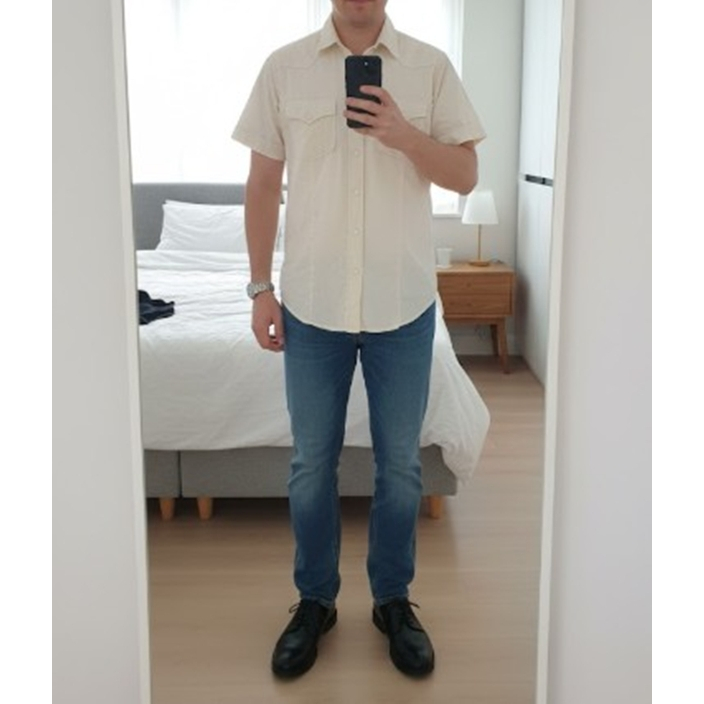 เสื้อเชิ้ต ผู้ชาย สีครีม xact size M ใส่เที่ยว ทำงาน ทางการ แบบเท่ ๆ เสื้อผ้ามือสอง สภาพดี เคลียร์ตู