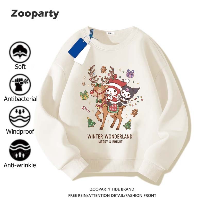 Sweatshirts Merry Christmas หลวมและสะดวกสบาย เสื้อยืดยาวของผู้หญิง(พร้อมส่ง)