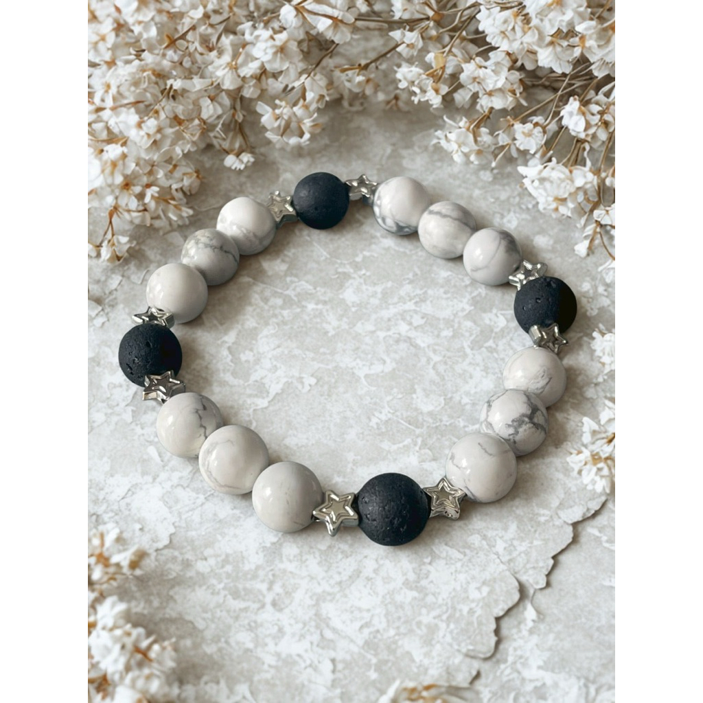 สร้อยหินHowlite & Lava