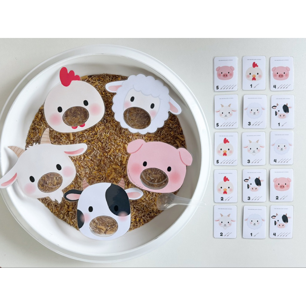 Farm Animal Sensory Play Set เชตฝึกป้อนอาหารสัตว์ในฟาร์ม