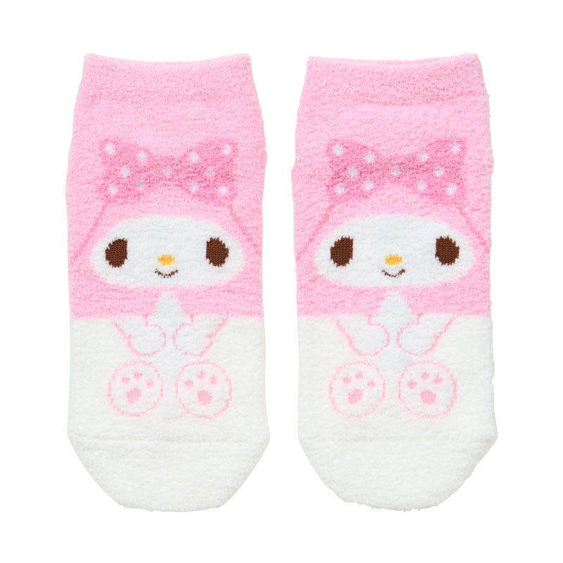 socks mm Mymelody sanrio ถุงเท้านุ่มฟู ขนาด 23-25ซม. วัสดุ โพลีเอสเตอร์ 99%, โพลียูรีเทน 1% นำเข้าจากญี่ปุ่น