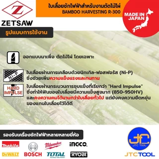ZETSAW ใบเลื่อยเครื่องชักไฟฟ้าสำหรับตัดไม้ไผ่ ขนาด 300 มิล รุ่น 20109 - ZETSAW BAMBOO HARVESTING R-300 NO.20109 SIZE 300