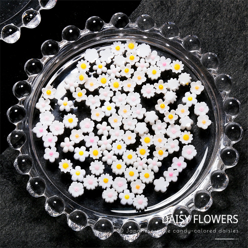 Nawoelite อะไหล่ตกแต่งเล็บ 3D ตกแต่ง อะไหล่ตกแต่งเล็บลายดอกเดซี่ เครื่องประดับเล็บธรรมชาติ ดอกเดซี่ - รูปที่ 3