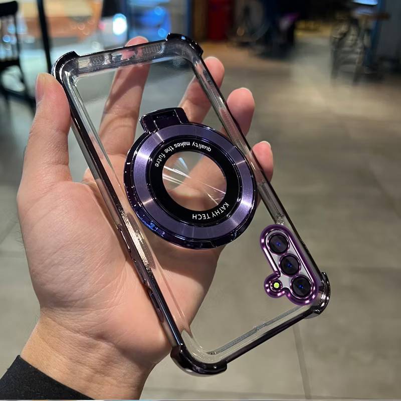 ส่งด่วน เคสใสขอบสี สำหรับ Samsung A17 A16 A55 A36 A56 S24FE S25FE A03S A02S กระกันแทก4มุม ตั้งได้  ข