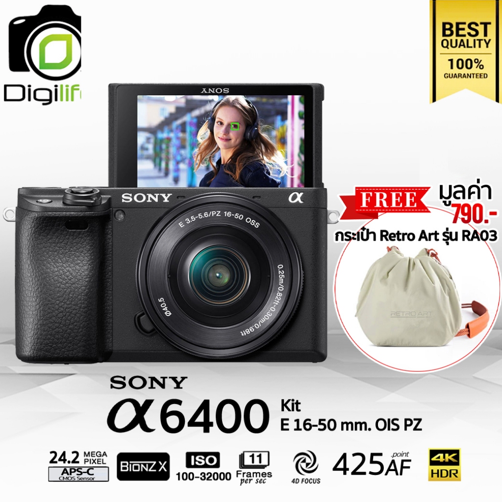 Sony Camera A6400 Kit E PZ 16-50 mm. F3.5-5.6 OSS II - รับประกันร้าน Digilife Thailand 1ปี
