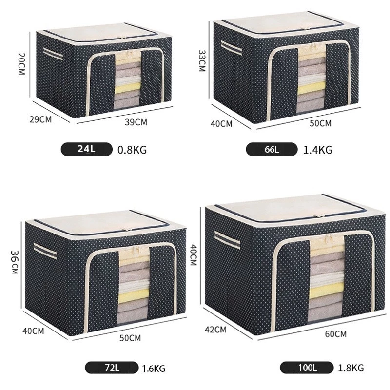 66L/80L/130L กล่องเก็บเสื้อผ้า กล่องเก็บผ้าฟอร์ดโครงเหล็ก มีประสิทธิภาพกันความชื้นและฝุ่น กล่องเก็บของแบบพับได้ thumbnail 5