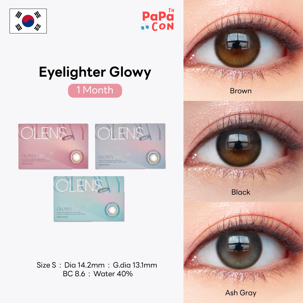 Olens รุ่น Eyelighter Glowy สี Brown / Black / Ash Gray คอนแทคเลนส์ รายเดือน