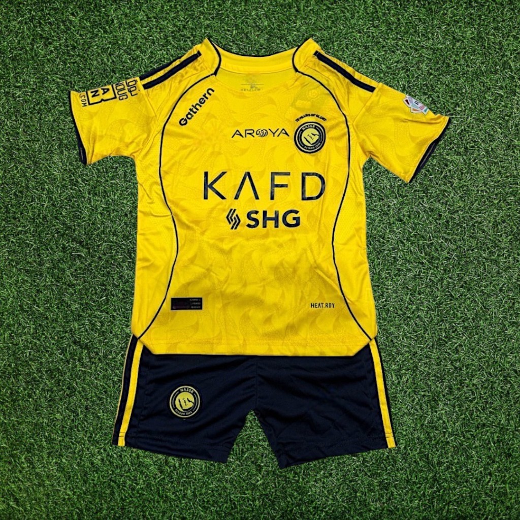 ชุดฟุตบอลเด็ก Al-Nassr นื้อผ้าดี ลายใหม่ล่าสุด สินค้ามีพร้อมส่ง