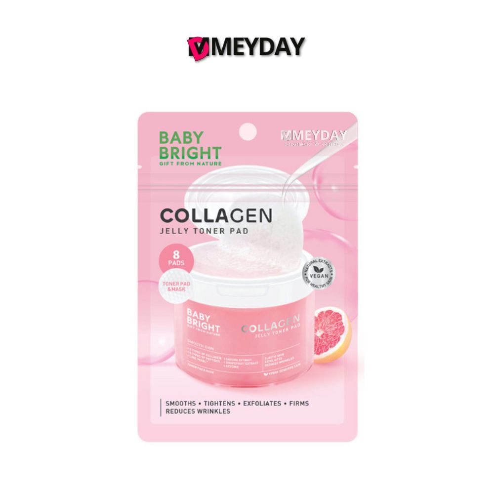 ( แบบซอง ) Baby Bright Collagen Jelly Toner Pad เบบี้ไบร์ท คอลลาเจนเจลลี่โทนเนอร์แพด (1 ซอง บรรจุ 8 แผ่น)