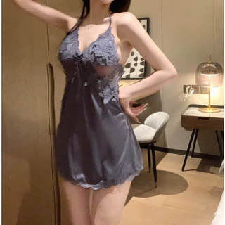 ชุดนอนแซ่บๆ ผ้าเนียน ขอบลูกไม้ ชุดนอนซาติน วัสดุโปร่งใส ตกแต่งโบว์ เว้าหลัง เซ็กซี่ ส่งจากไทย