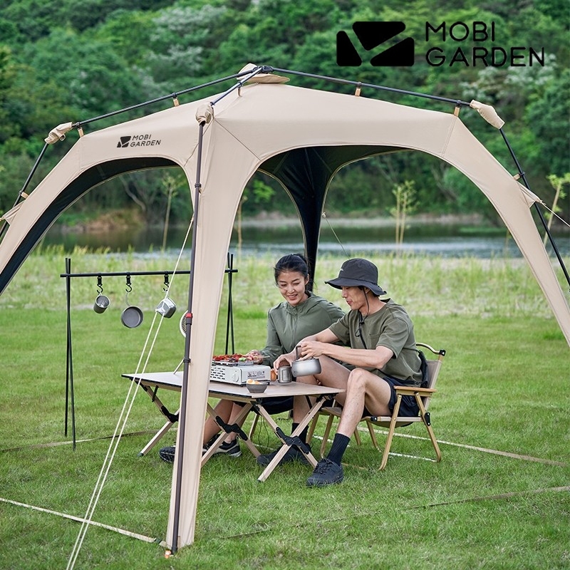 Mobi garden Quick Opening Canopy สําหรับ Outdoor Camping สีดํายาง Sunshade Holiday Dome อัตโนมัติ