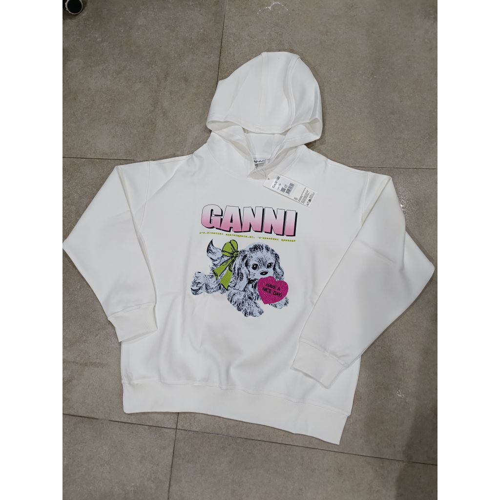*พร้อมส่ง*🇹🇭 เสื้อ Ganni Puppy Hoodie White