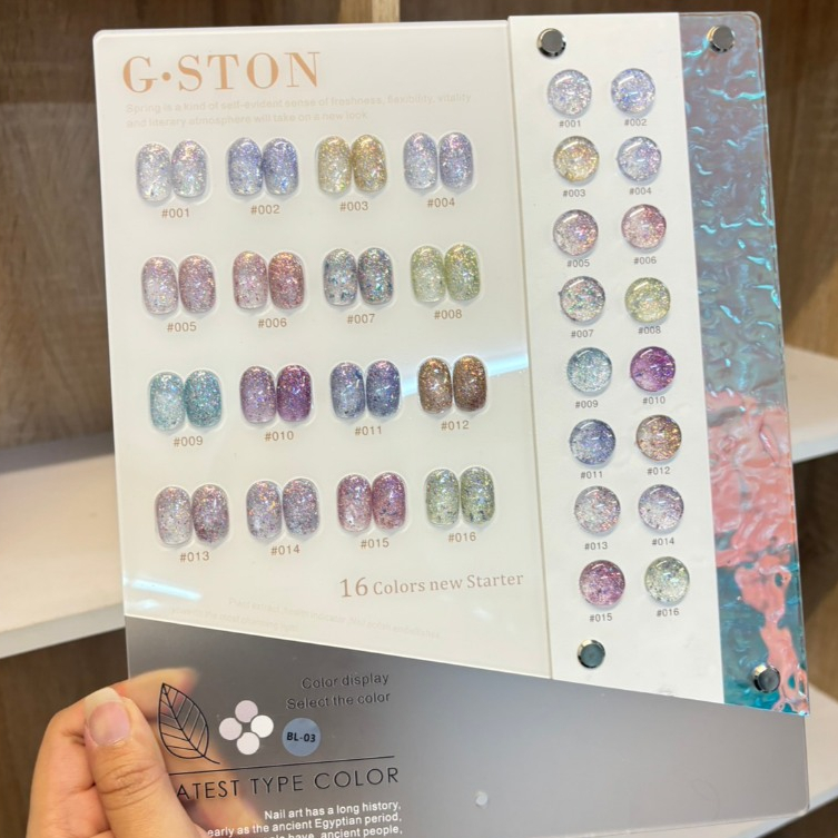 ยกชุดสีเจล Gston X Nails Content gilter flash กลิตเตอร์แฟลช 16 สี BL-03