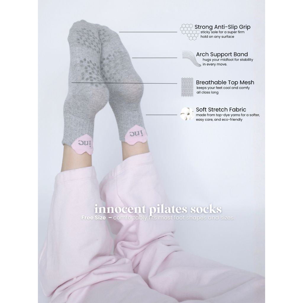 innocent grip socks ถุงเท้าพิลาทิสรูปหัวใจ