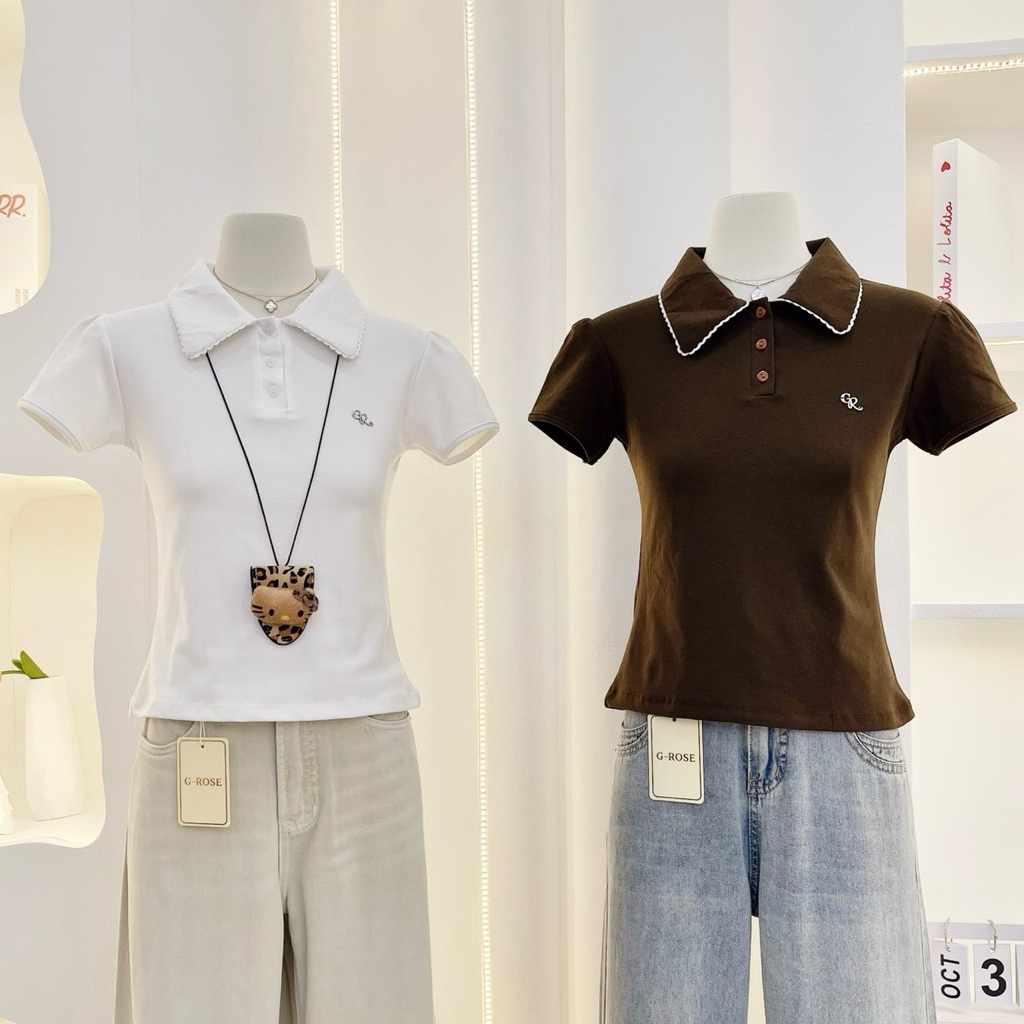 G-rose รวมเสื้อโปโลแขนสั้น กระดุมหน้า ผ้าพรีเมียม