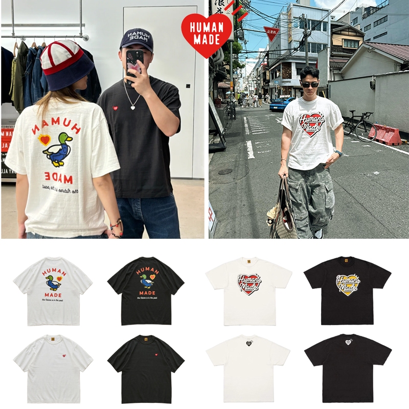 พร้อมส่ง🚚เสื้อยืด Human Made แท้ Heart Badge T-Shirt แขนสั้นขั้นพื้นฐาน เสื้อยืดสไตล์เดียวกันสำหรับคู่รั