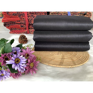 🖤ผ้าเปลือกไหมสีดำ ผ้าตัดชุดพระราชพิธี ทอ4เส้น3ตะกรอ🖤