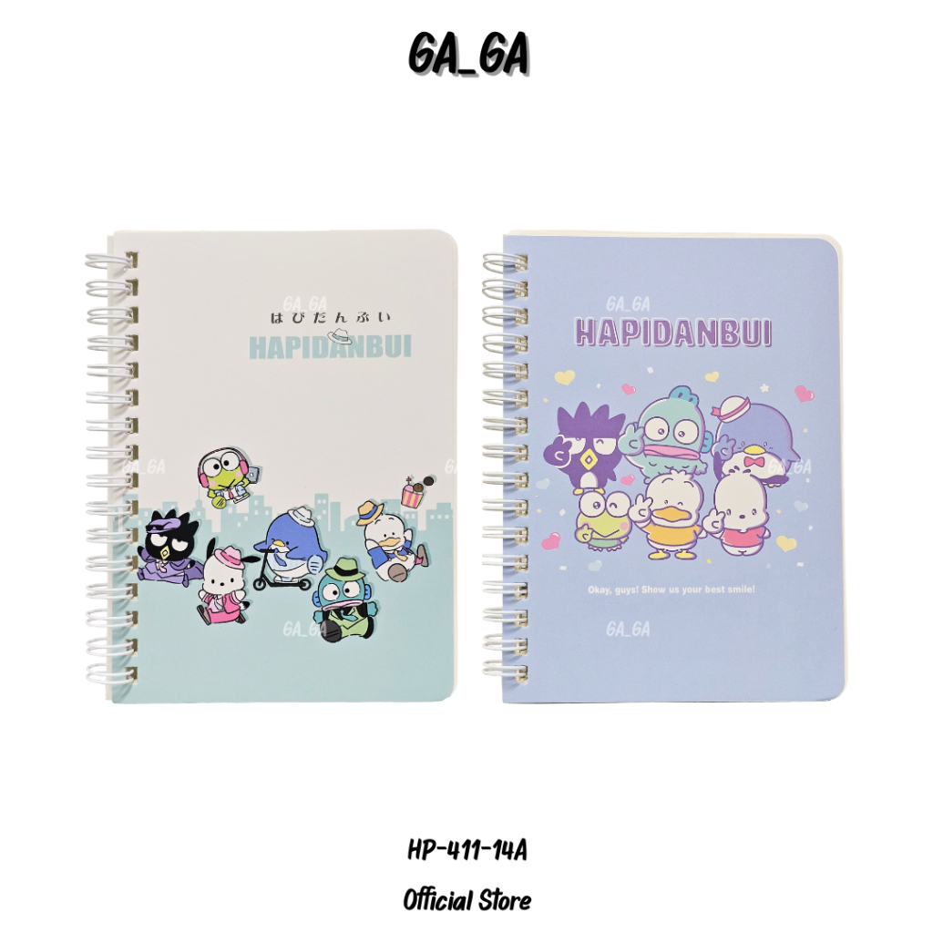 HP-411-14A Hapidanbui ฮาปิดันบุย สมุดโน๊ตมีเส้น ริมลวด A6 คละลาย 1 เล่ม