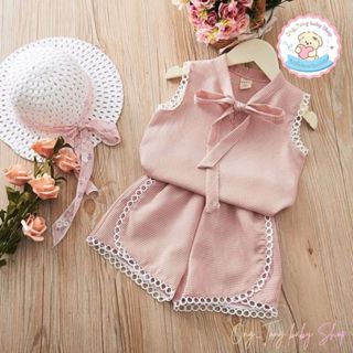 เซตชุดเด็กผู้หญิงลายสกอตต์สุดน่ารัก! เสื้อแขนสั้น+กางเกงขาสั…