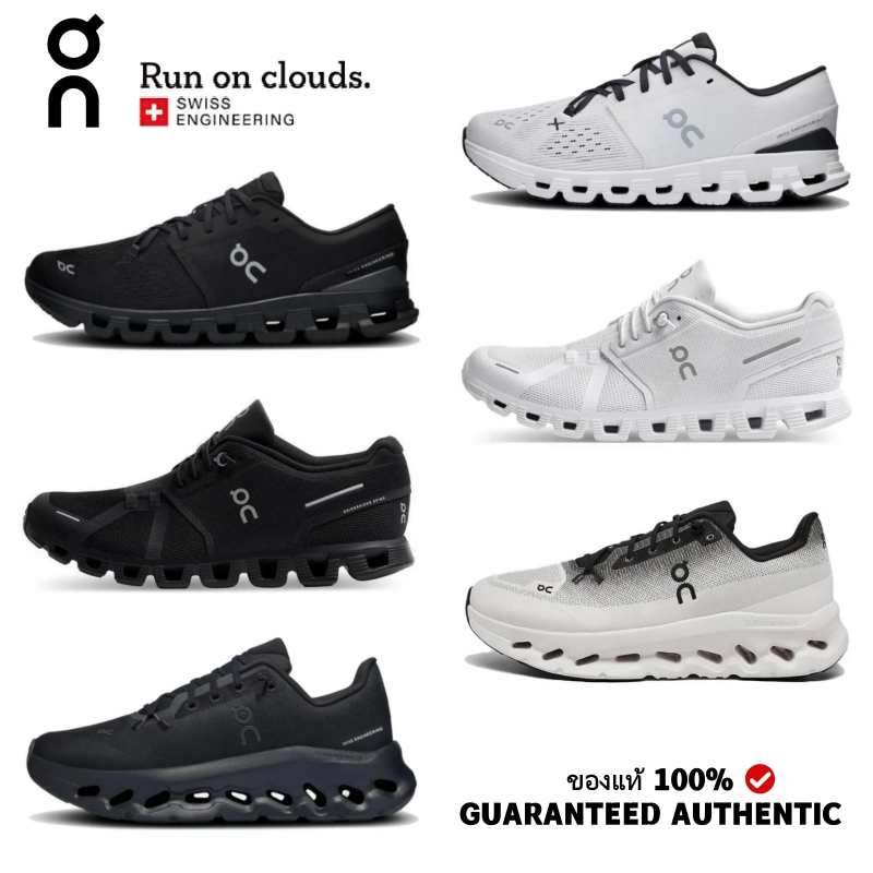 ของแท้ 100% On Cloud X4 On Cloudtilt On Cloud 5 Black White รองเท้าผ้าใบสำหรับผู้ชาย และผู้หญิง