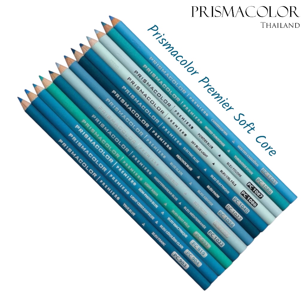 ดินสอสีไม้ กันน้ำ ระบายนุ่มลื่น Prismacolor Premier Soft Core จำหน่ายแยกแท่ง (กลุ่มสีฟ้า)