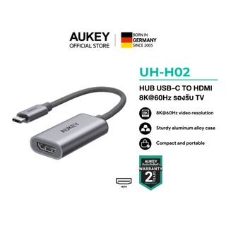 AUKEY UH-H02 USB-C to HDMI 2.0 Adapter | รองรับ 8K@60Hz | ดีไซน์บาง | เสียบง่าย พกสะดวก