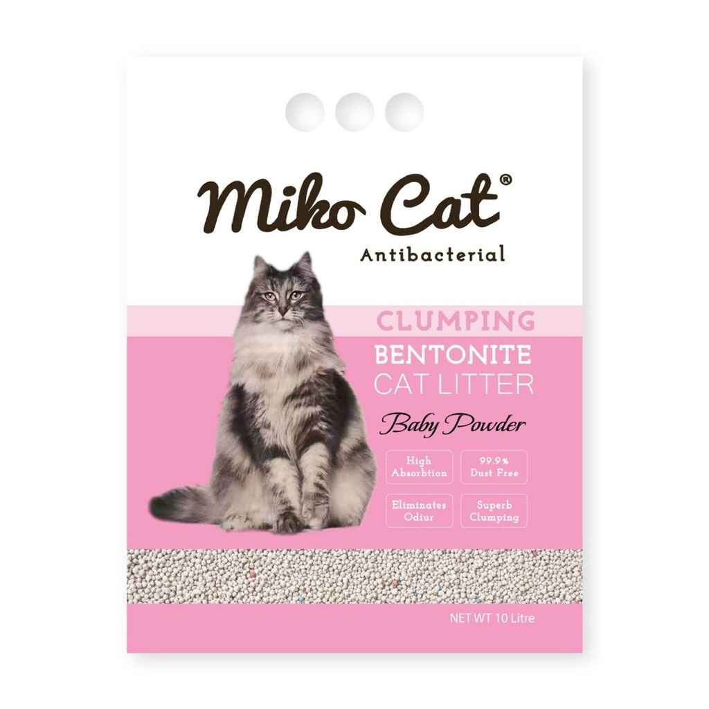 Miho cat ทรายแมวเบนโทไนท์ จับก้อนเร็ว ฝุ่นน้อย 3 ถุง / 30 ลิตร