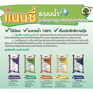 ปุ๋ยเกล็ดออคิเดนซ์ระบบน้ำ สูตร 25-5-20 B (ด้ายเขียว) สูตรเร่งต้นระยะแรก ตราแนนซี่ ขนาดกระสอบ 25 กิโลกรัม