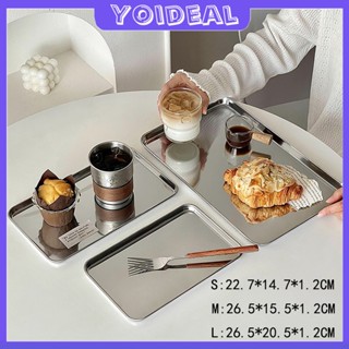 ถาดสเตนเลส ถาดขนม ทรงสี่เหลี่ยม สไตล์เกาหลี ถาดสแตนเลส สําหร…