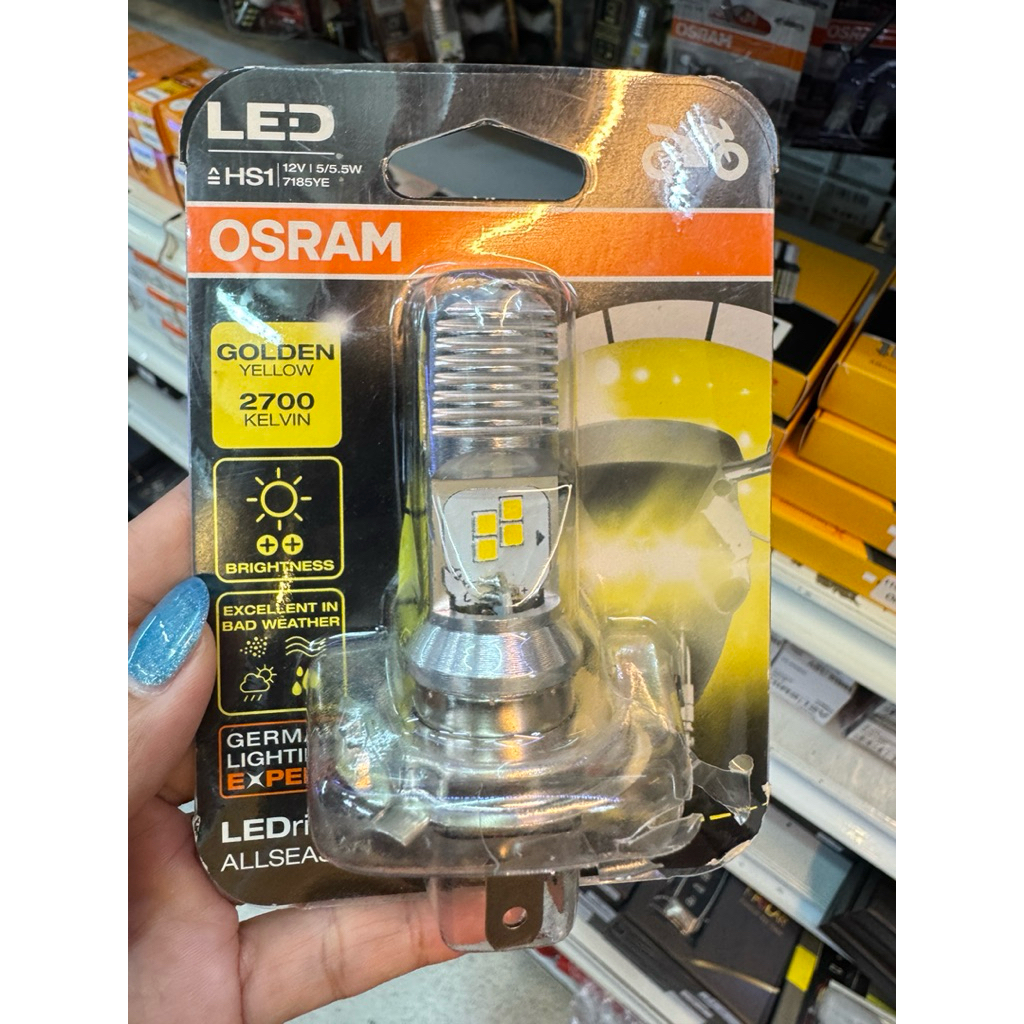 แพ็ค1ชิัน8LED-OSRAM 2700KELVIN (แสงสีเหลือง)หลอดไฟหน้ามอเตอร์ไซค์12v