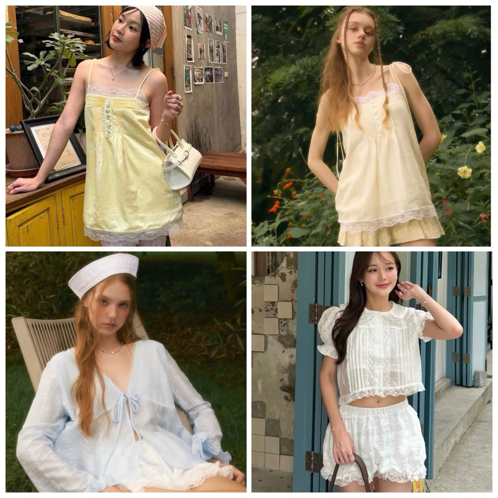 lookbooklookbook พร้อมส่ง violette top เสื้อแขนตุ๊กตา เสื้อสีขาว ลูกไม้ น่ารัก