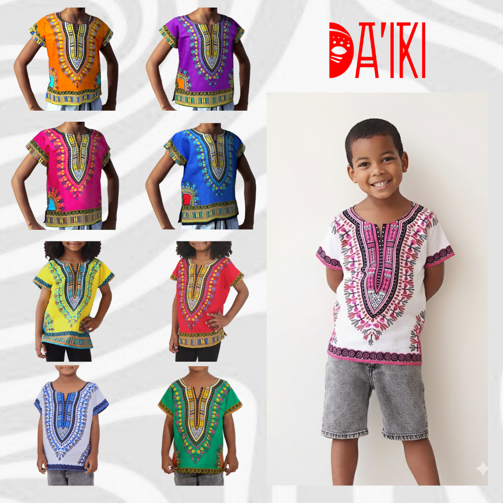 DA'IKI เสื้อจังโก้เด็ก เสื้อสไตร์แอฟริกา สีสด ใส่สบาย ไซส์ใหญ่พิเศษ (Tall)
