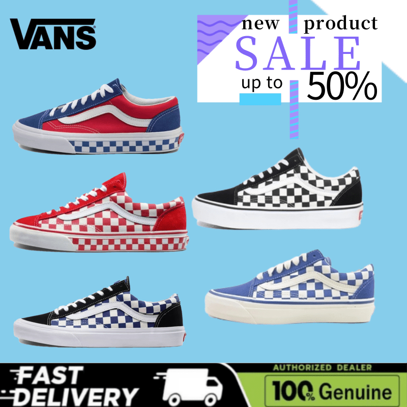 ของแท้ 100%🏆 Vans Style 36 Retro Chec Sneakers kสบาย รองเท้ากีฬา รองเท้าผ้าใบ🚚จัดส่งที่รวดเร็วและฟรี