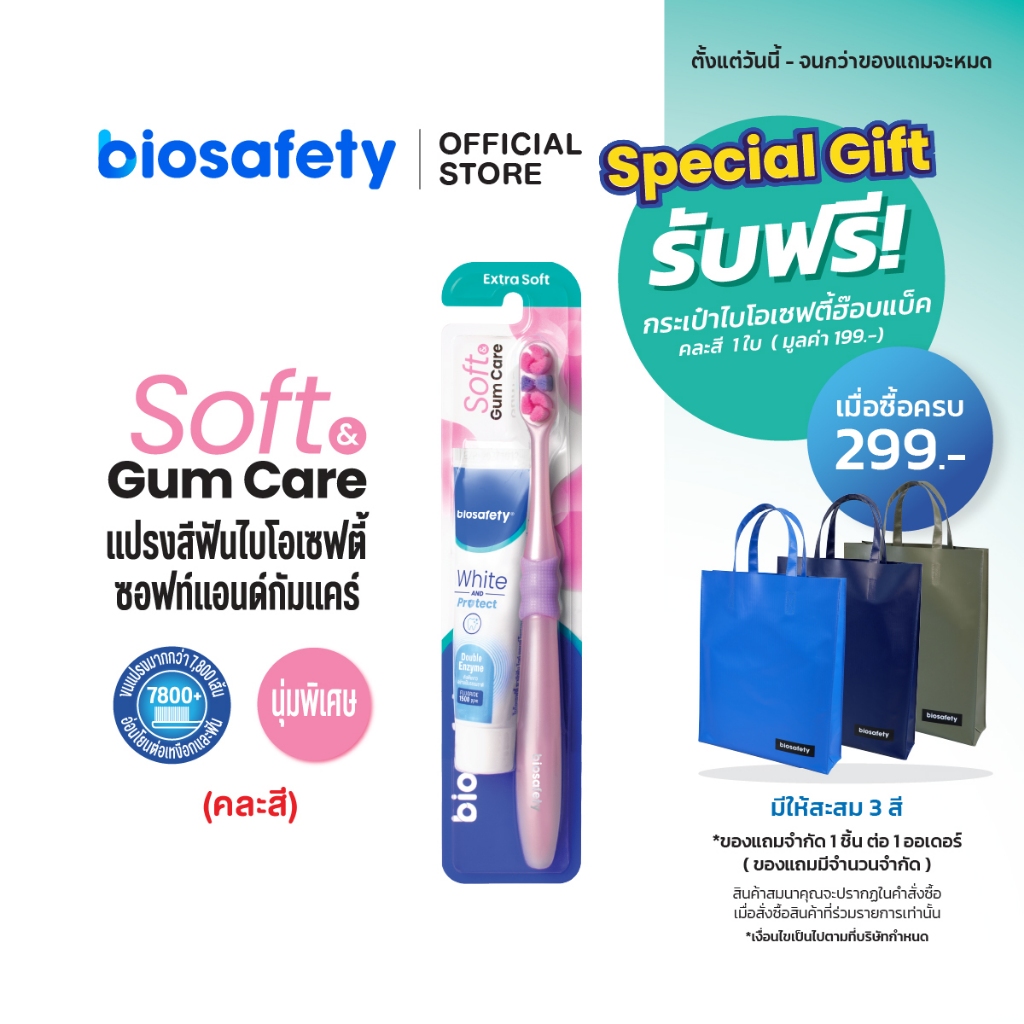 Biosafety แปรงสีฟัน รุ่น Soft & Gum +ยาสีฟัน 20 กรัม