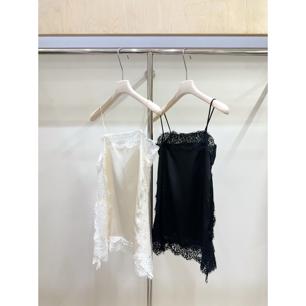 ส่งด่วน 🛵 MMFISH  25T615 𝗟𝗔𝗖𝗘 𝗪𝗛𝗜𝗦𝗣𝗘𝗥 𝗖𝗔𝗠𝗜 เสื้อสายเดี่ยวลูกไม้แต่งขอบรอบตัว ดีเทลลูกไม้ลายสวยละเอียด - รูปที่ 6