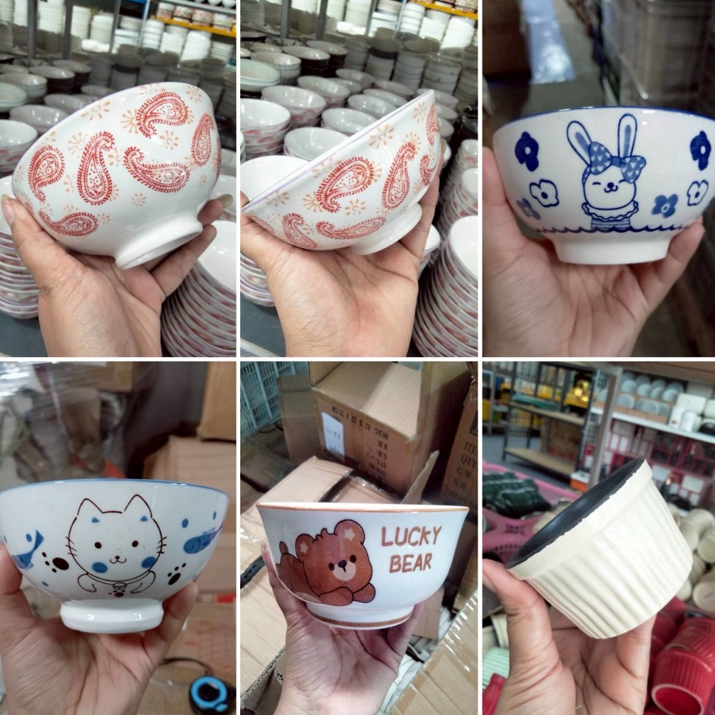 ถ้วยเซรามิก 3/4/5 นิ้ว ลายการ์ตูน น่ารักๆ ใส่น้ำจิ้ม ของหวาน เข้าไมโครเวฟได้