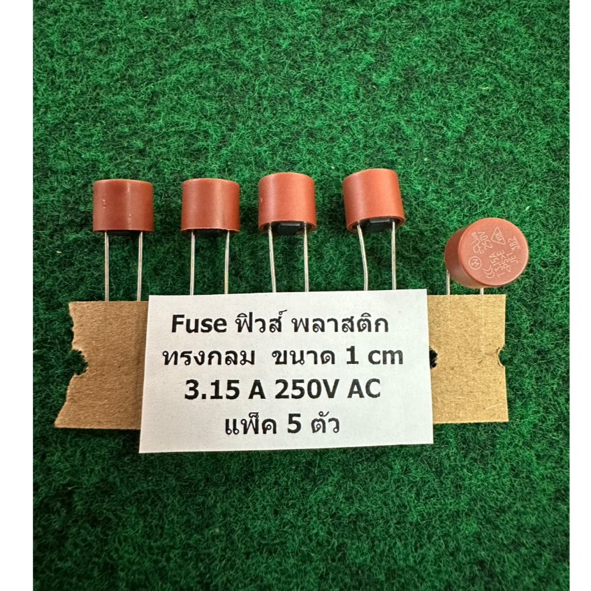 Fuse ฟิวส์ พลาสติก ทรงกลม ขนาด 1 cm T 3.15 A 250V AC  ,  ทรงเหลี่ยม  T 3.15 A 250V AC , แพ็ค 5 ตัว