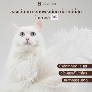 Hanapet ไม้ตกแมวขนนก/ขนสัตว์แท้ 100% มีให้เลือก 12 แบบ เบ็ดตกแมว ไม้ล่อแมวคุณภาพสูงนำเข้าจากเกาหลี