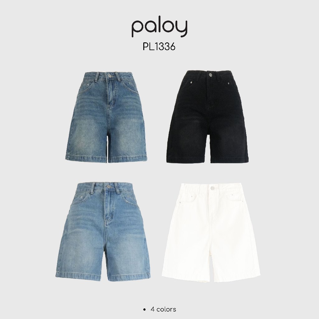 Paloy - PL1336 กางเกงยีนส์ขาสั้น ขา 4 ส่วน
