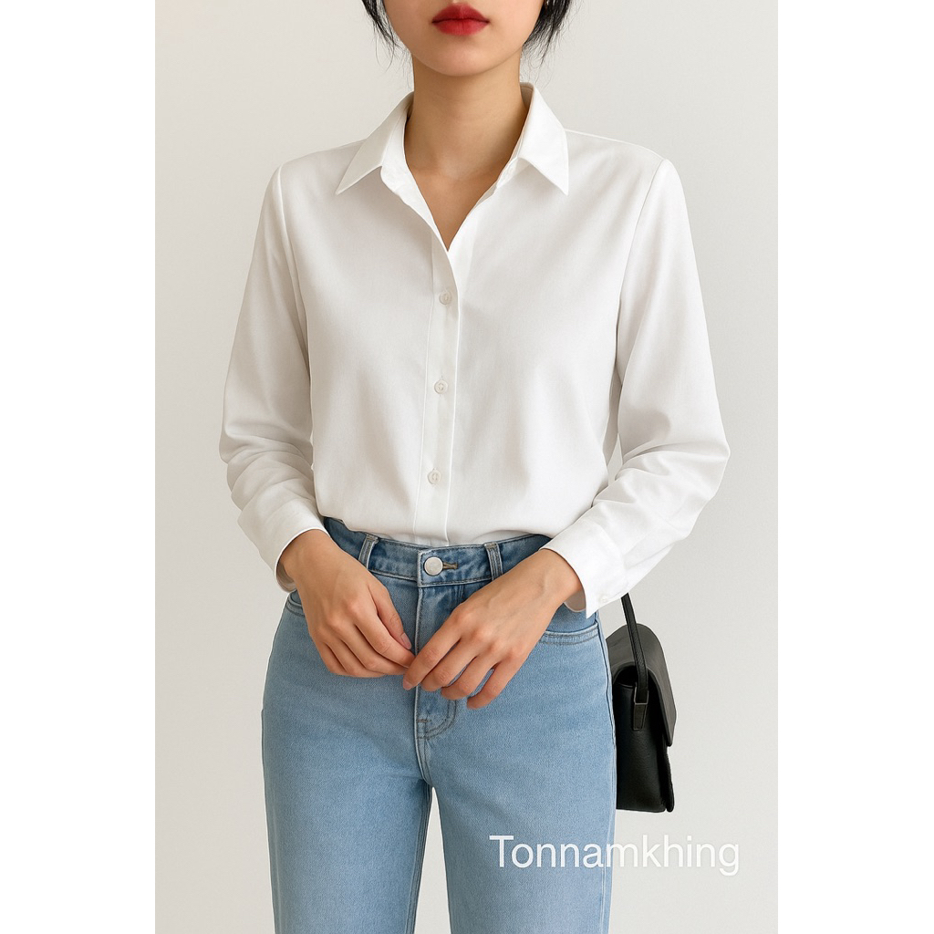 เสื้อเชิ้ตแขนยาว ขาว 📌พร้อมส่ง