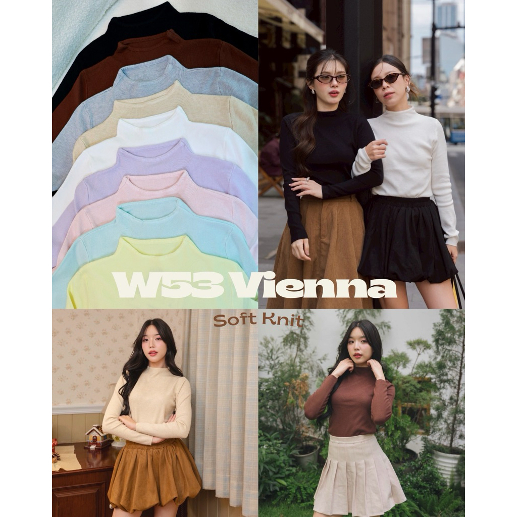 W53 Vienna Soft Knit เสื้อไหมพรมแขนยาวคอปีน นุ่ม ผ้าไม่หนามาก 10-20 องศา