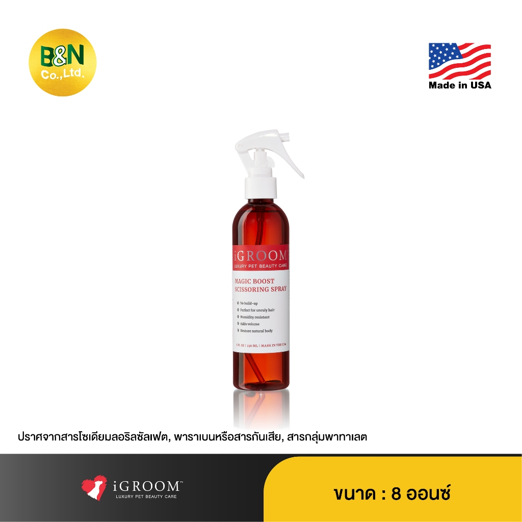 iGroom - สเปรย์จัดแต่งทรงขนสัตว์เลี้ยง สูตรบูสเส้นขน Magic Boost Scissoring Spray