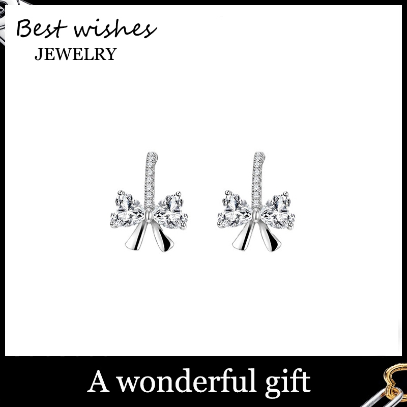 WG Jewelry ต่างหู ห่วงเกี่ยว แหวนหูผ้าเกลียว  แหวนหูผู้หญิง ต่างหู Lucky WGE017 ของขวัญ